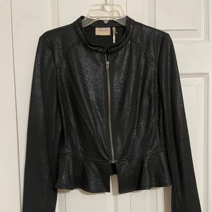 Faux leather peplum jacket
